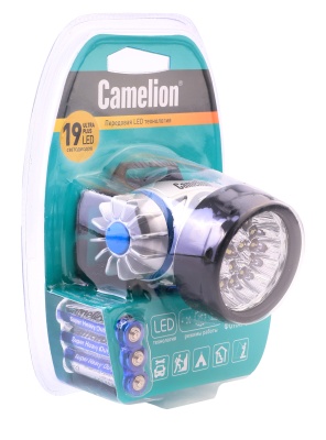 Фонарь CAMELION LED 5323-19Mx налобный, металлик, 19LED, 4 режима, 3хR03 в комплекте (1/6)