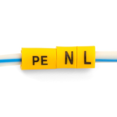 Набор кабель-маркеров "L,N,PE" для провода сеч. до 6мм2, желтый CBMR40-S2 (DIY упак 6 отрез по30 шт)
