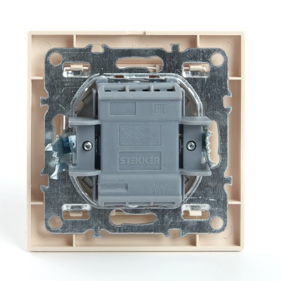 Выключатель (переключатель) электрический 2-клавишный, серия Эрна, PSW10-9008-02, слоновая кость