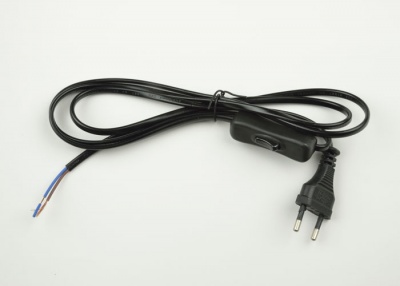 Сетевой шнур UNIEL UCX-C11/02A-170 BLACK с вилкой и выключателем. 2А, 500Вт, 1,7м. Черный.