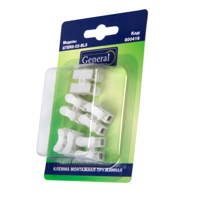 GTER8-02-BL5 Клемма монтажная пружинная 2-проводная, блистер 5шт