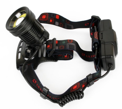 Фонарь ULTRAFLASH E1335 налобный акк 3,7В черный 2LED 4Ватт, фокус, 2ак 4реж, метал, бокс(1/50)