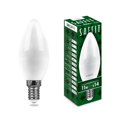 Лампа светодиодная SAFFIT 11W 4000K 230V E14 C37 свеча, SBC3711 ()