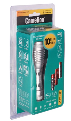 Фонарь CAMELION LED5137 титан LED XML-T6 ZOOM 5 реж 3XLR03 в компл, алюм, откр. блистер