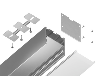 Алюминиевый профиль накладной/подвесной "Profile System" GP3100AL серебро 2000*50*50 (до 41,4мм)