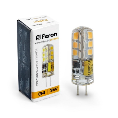 Лампа светодиодная FERON LB-422 48LED/3W 12V G4 2700K капсула силикон 11x38mm