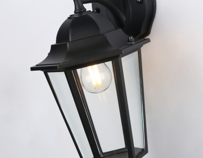 Светильник уличный настенный ST2018 BK/CL черный/прозрачный IP54 E27 max 40W 360*150*210
