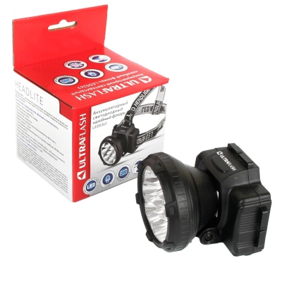 Фонарь ULTRAFLASH LED5363 налобный аккум., черный 9LED 2режима, пластик (1/100)