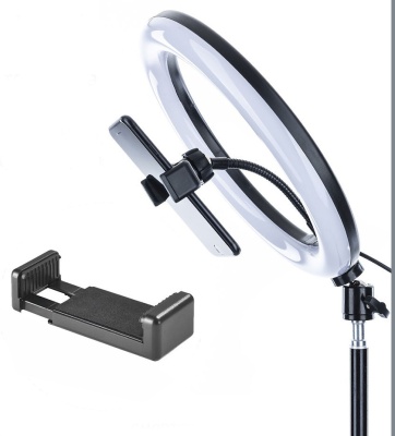 Светильник кольцевой CAMELION KD-810F C02 LED 10Вт, подставка для смартфона, напольн.на штативе