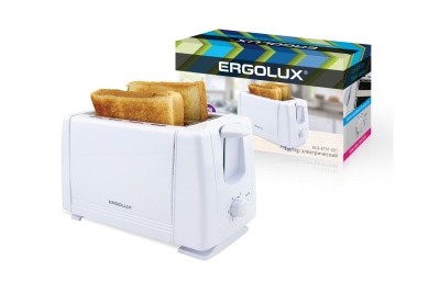 Тостер электрический ERGOLUX ELX-ET01-C01 NEW белый 220-240 В, 700 Вт