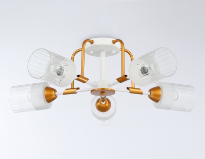 Светильник подвесной TR303323/5 WH/GD/CL/FR белый/золото/прозрачный/белый матовый E27*5 max 60W