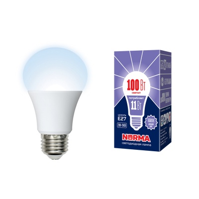 Лампа светодиодная Volpe LED-A60-11W/DW/E27/FR/NR Форма "A", матовая. Серия Norma Белый свет (6500K)