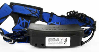 Фонарь ULTRAFLASH E150 аккум. 220В, черн., CREE 3W, фокус, 2ак 3 реж.,  пласт. бокс