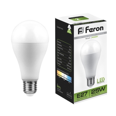 Лампа светодиодная FERON LB-100 25W 230V E27 4000K A65