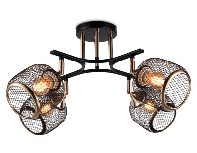 Люстра подвесная Ambrella TR80177/4 BK/FGD черный/золото E27/4 max 40W D640*260