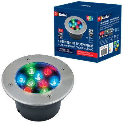 Светильник архитектурный UNIEL ULU-B12A-9W/RGB IP67 GREY RGB IP67 Серый