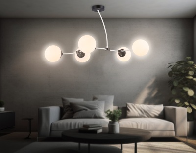 Люстра подвесная Ambrella TR2546/5 WH/BK белый/черный E27/5 max 60W 950*600*450