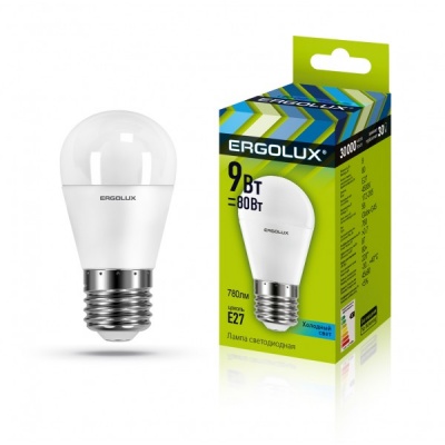 Лампа Ergolux LED-G45-9W-E27-4K Шар 172-265V