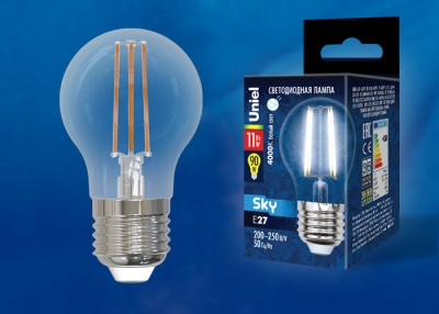 Лампа светодиодная UNIEL LED-G45-11W/4000K/E27/CL PLS02WH картон