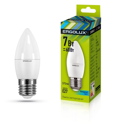 Лампа Ergolux LED-C35-7W-E27-4K Свеча 172-265V