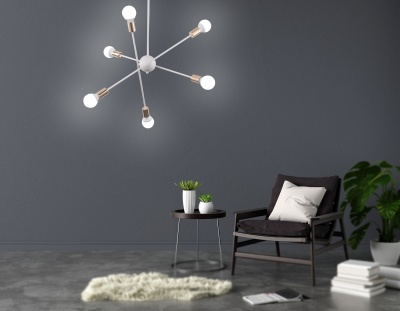 Люстра подвесная Ambrella TR80432/6 WH/GD белый/золото E27/6 max 60W D950*730