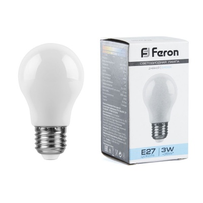 Лампа светодиодная FERON LB-375 3W 230V Е27 6400K для белт лайта A50