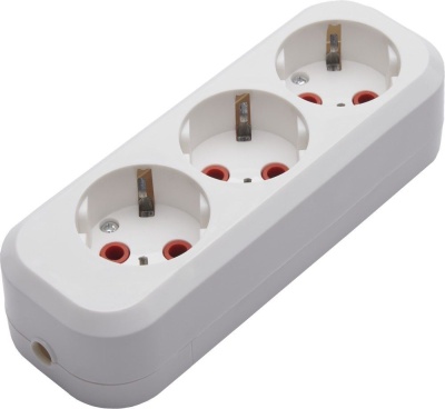 Колодка переносная разборная на 3 гнезда с/з, 250В, 16A, IP20, PST16-310-20, белая