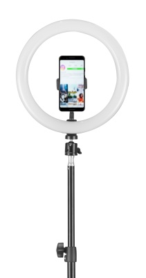 Светильник кольцевой CAMELION KD-810F C02 LED 10Вт, подставка для смартфона, напольн.на штативе