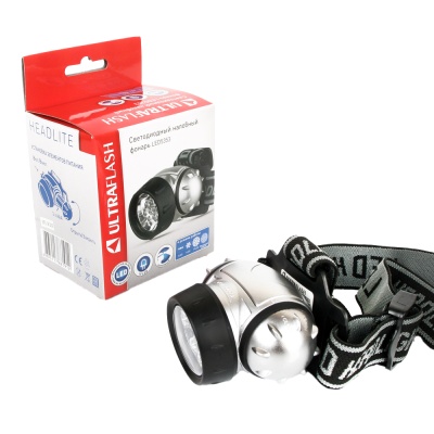 Фонарь ULTRAFLASH LED5353 налобный, металлик 19LED 4режима, 3хR03, пластик (1/5)