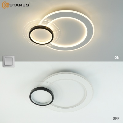 Люстра светодиодная ESTARES SUVON 80W 2R-ON/OFF-500x400x70-WHITE/BLACK/CLEAR-220-IP20