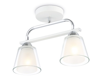 Люстра подвесная Ambrella TR303229/2 WH/CH/CL/FR белый/хром/прозрачный/белый матовый E27*2 max 60W 
