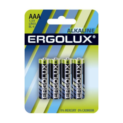 Батарейка Ergolux LR03 Alkalin BL-4, 1.5В (4/40/960)