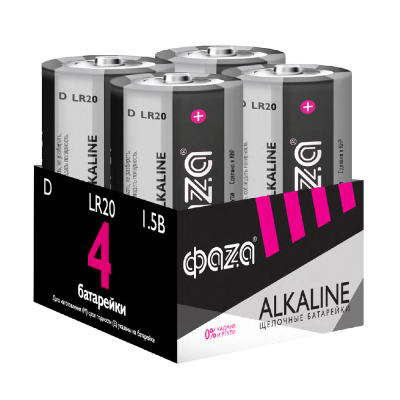 Батарейка ФАZA LR20A-P4 Alkaline Pack-4 (4/24)