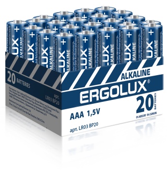 Батарейка Ergolux LR03 Alkaline BP-20 ПРОМО
