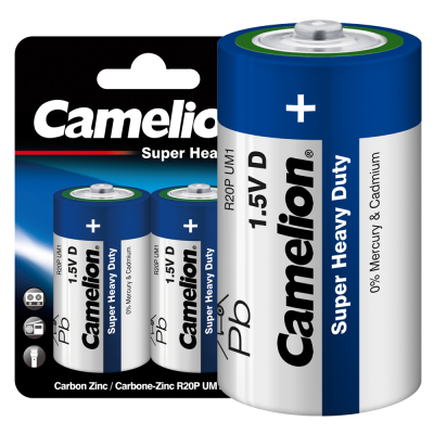 Батарейка CAMELION R20 Blue BL-2, 1.5В (12/144)
