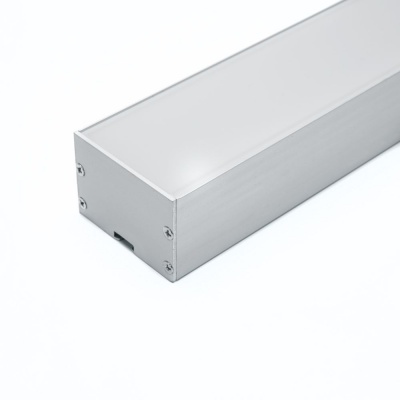 Профиль алюминиевый FERON CAB257 накладной "Линии света" с заглушками,серебро, 2м, с матовым экраном