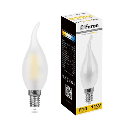 Лампа светодиодная FERON LB-714 11W 230V E14 2700K матовая, филамент С35T