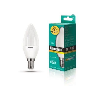 Лампа CAMELION LED5-С35/830/E14 220V 5W (1/10/100)