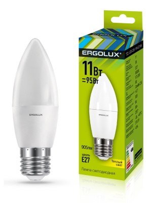 Лампа Ergolux LED-C35-11W-E27-3K Свеча 172-265V