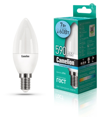 Лампа CAMELION LED7-С35/845/E14 220V 7W (1/10/100)