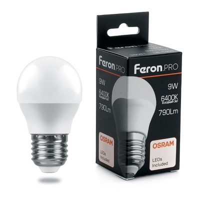 Лампа светодиодная FERON PRO LB-1409 (9W) 230V E27 6400K G45 