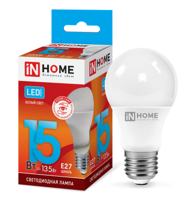 Лампа светодиодная IN HOME LED-A60-VC 15Вт 230В Е27 4000К 1350Лм