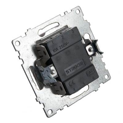 Выключатель (механизм) 1-клавишный переключатель, серия Катрин, GLS10-7105-03, серебро (10/200)