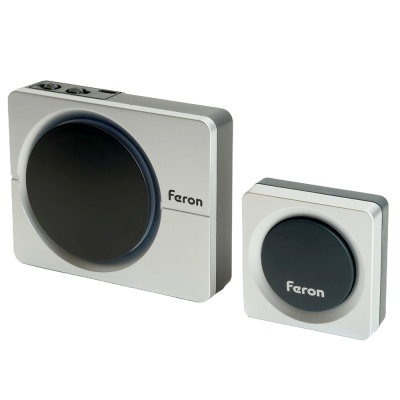 Звонок FERON E-382 электрический дверной, (38 мелодий), серебро, черный