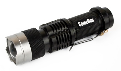 Фонарь CAMELION LED 5135 черный, LED XPE, ZOOM, 3 реж 1XLR6 в компл., алюм.,откр. блистер