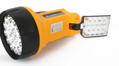 Фонарь ULTRAFLASH LED3712 аккум. 220Вт/12B желтый 19LED.  пластик (1/20)