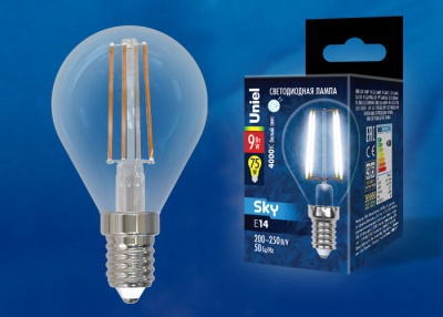 Лампа светодиодная UNIEL LED-G45-9W/4000K/E14/CL PLS02WH картон