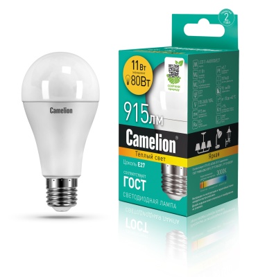 Лампа CAMELION LED11-A60/830/E27 220V 11W (1/10/100)