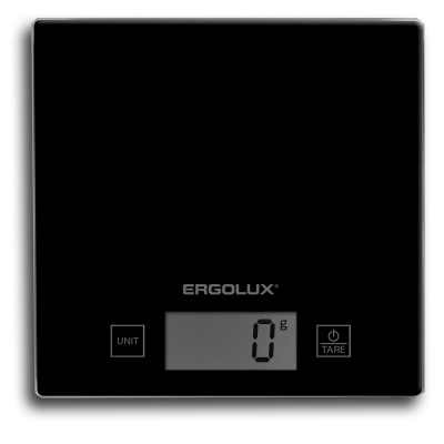 Весы кухонные ERGOLUX ELX-SK01-С02 черные (до 5кг, 150*150 мм) (1/20)