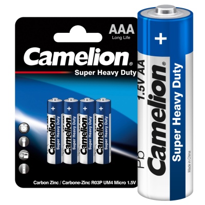 Батарейка CAMELION R03 Blue BL-4 (BP-4 B), 1.5В (48/1152)